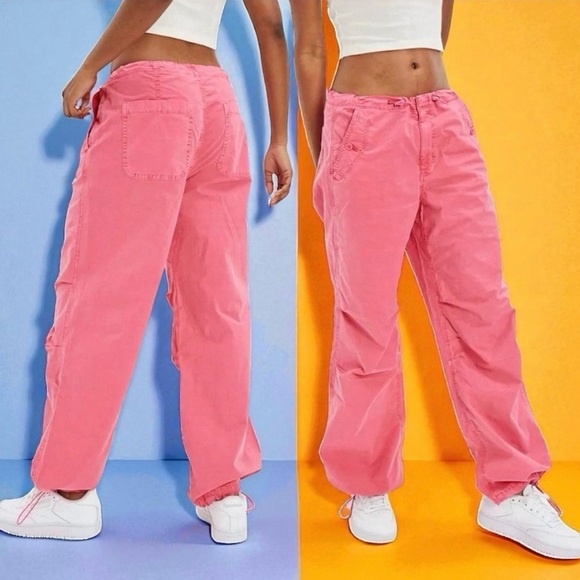 American Eagle Outfitters Pants - American Eagle AE Stretch Low-Rise Parachute Pant Pink Cargo XL Athleisure